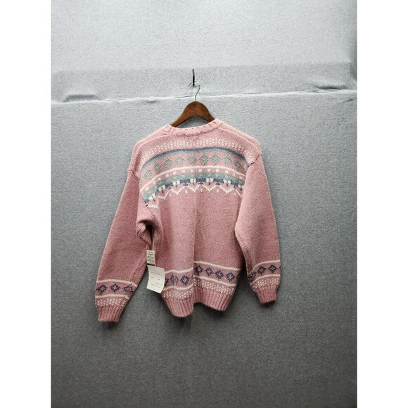 Vintage Gina Peters Pink Sweater Geometric Nordic Pattern Acrylic/Nylon Womens M - Picture 4 of 7